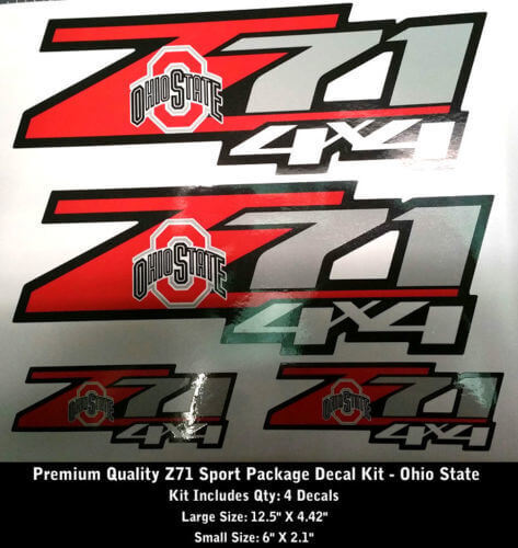 Kit de calcomanías laterales de vinilo estilo Ohio State Z71 4x4 para camionetas Chevrolet