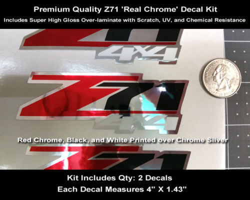 Kit de adhesivos de vinilo estilo cromado Z71 4x4 para Chevy Silverado GMC Sierra