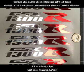 1300 R Kit de Adhesivos 2pcs Hayabusa GSXR Chrome & Red Chrome Premium 0168