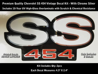 SS 454 Juego de Calcomanías 2pcs Camaro Chevrolet Chrome Contornos 4.5