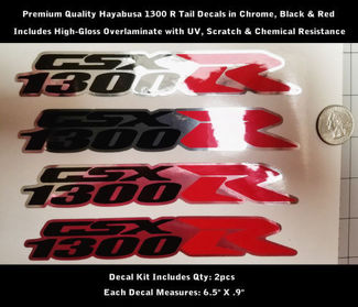 1300 R Hayabusa GSXR Tail Decal Kit 2pcs Cromo Rojo Negro UV 0172