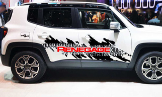 Jeep Renegade Side Splash Tire Tracks Logo Graphic Vinyl Decal Sticker 2 colores