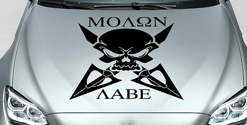 Calcomanía Vinilo Capó Calavera Molon Labe para Jeep Wrangler