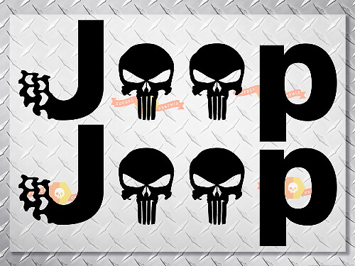 Pegatina lateral de vinilo estilo Punisher con logotipo de Jeep para Jeep Wrangler