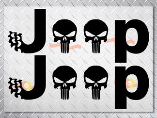 Jeep Punisher Skulls Calcomanías de vinilo para Wrangler Side Bump Sticker Stickers