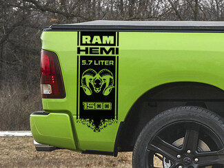 Dodge RAM 1500 Hemi 5.7 Litros 4X4 lado de la cama Calcomanías gráficas pegatinas