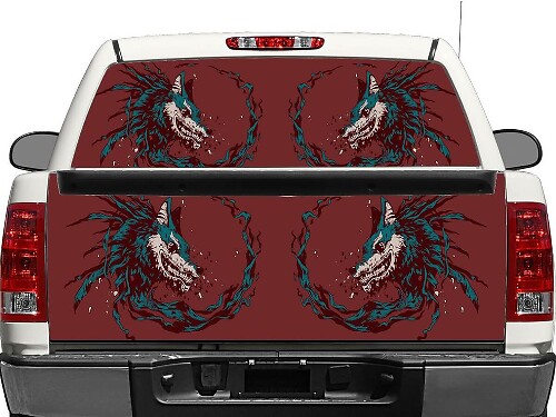 Calcomanía de vinilo para ventana trasera o portón trasero Furious Wolf para camiones pick-up y SUV