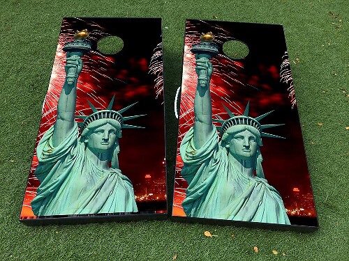 Juego de Vinilo Adhesivo para Tablero de Cornhole Estatua de la Libertad
