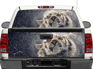 Tigre y agua, ventana trasera o puerta trasera, pegatina, pegatina, camioneta, SUV, coche
