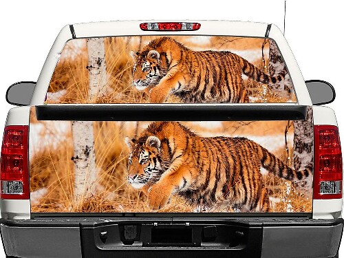 Adhesivo de vinilo para ventana trasera o portón trasero Tiger Wildlife para camionetas 4x4 y SUVs