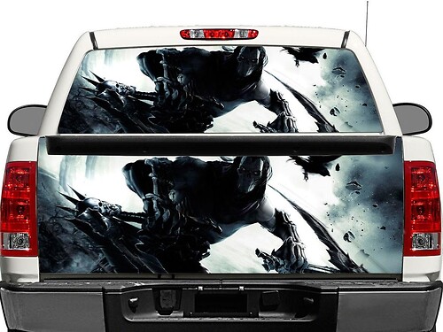 Vinilo adhesivo para ventana trasera o portón trasero Death Darksiders para camiones pick-up y SUVs