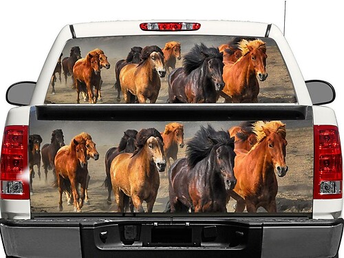Pegatina de vinilo para ventana trasera o portón trasero con diseño de manada de caballos para camionetas y SUV