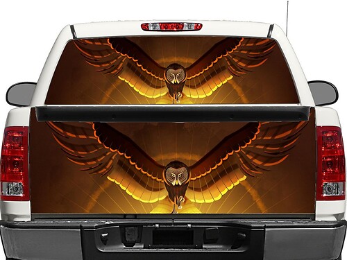 Calcomanía de vinilo para ventana trasera o portón trasero Hunting Owl para camiones pick-up y SUVs