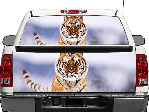 Calcomanía de vinilo Snow Tiger para luneta trasera o portón trasero de pick-ups y SUVs