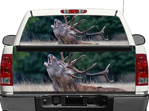 Calcomanía de vinilo para ventana trasera o portón trasero Deer Nature para camiones pick-up y SUVs