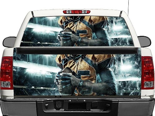 Calcomanía de adhesivo para ventana trasera o puerta trasera de jugador de fútbol para camioneta SUV Coche