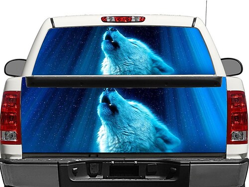 Calcomanía de vinilo para ventana trasera o portón trasero Polar Wolf para camionetas y SUVs