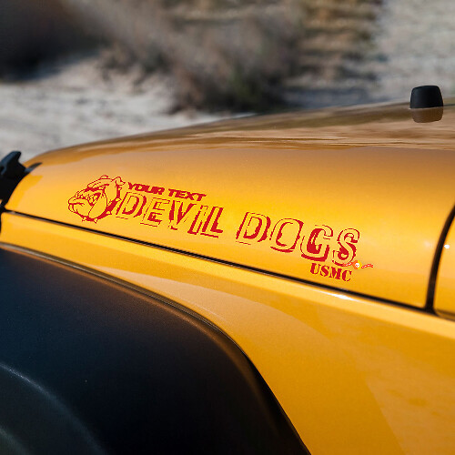 DEVIL DOG ​​bulldog edition Devil Dogs USMC Hood Pegatinas Calcomanías para campanas Jeep Wrangler
