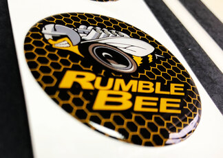 Botón de arranque del motor Rumble Bee Dodge Domed Badge Emblem Resin Decal Sticker