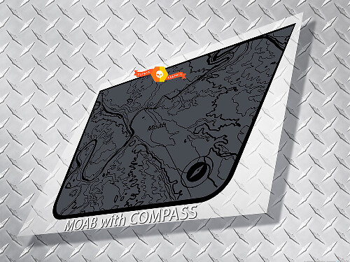 Mapa de Moab con Brújula Vinilo Decorativo Capó Negro para Jeep Wrangler
