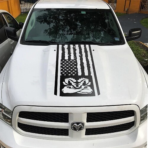 Calcomanía de vinilo con bandera de EE. UU. para capó Dodge Ram 1500-3500 Rebel