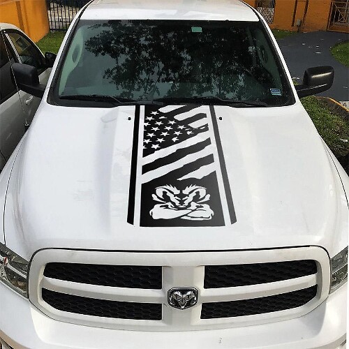 Calcomanía de Capó con Bandera de EE.UU. Adhesivo Vinilo con Rayas Gráfico para Dodge Ram 1500 2500 3500 Rebel 5660