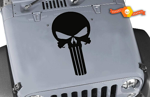 Calcomanía de vinilo capucha con logotipo calavera Punisher para Jeep Wrangler
