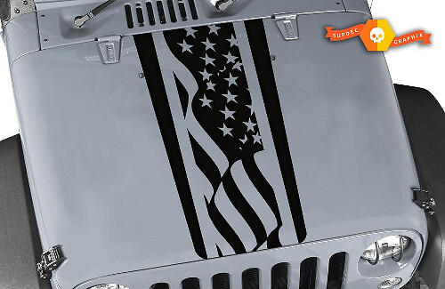 Calcomanía de vinilo con franjas de la bandera estadounidense para capó de Jeep Wrangler