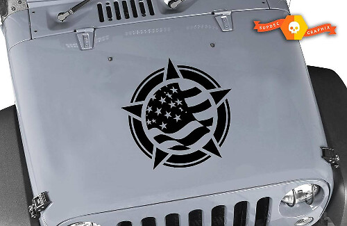 Calcomanía de vinilo con estrella de la bandera de EE. UU. para capó de Jeep Wrangler
