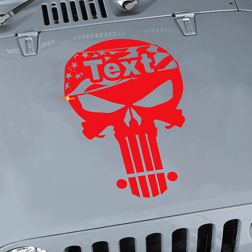 Calcomanía de vinilo personalizada con calavera Punisher y bandera USA para capó de Jeep Wrangler