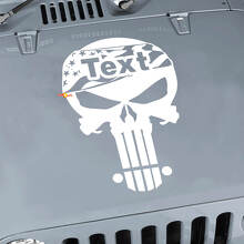 Calcomanía de vinilo personalizada con calavera Punisher y bandera USA para capó de Jeep Wrangler_2