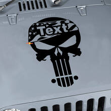 Calcomanía de vinilo personalizada con calavera Punisher y bandera USA para capó de Jeep Wrangler_3