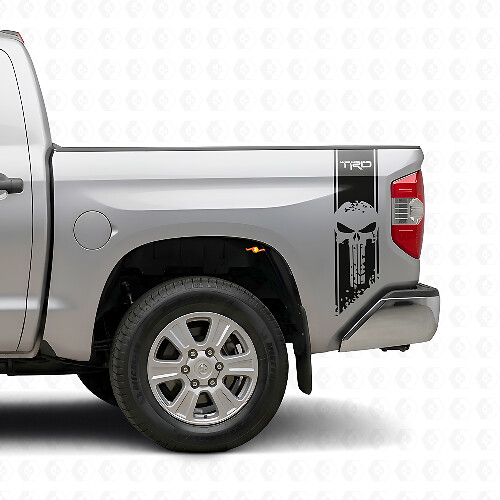 Juego de vinilos laterales traseros con calavera TRD Punisher para Toyota Tacoma Tundra