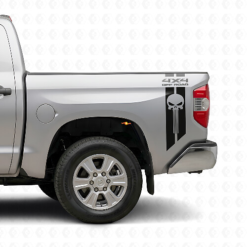 Set de calcomanías de vinilo laterales traseras con calavera castigo Off Road 4x4 para Toyota Tacoma Tundra