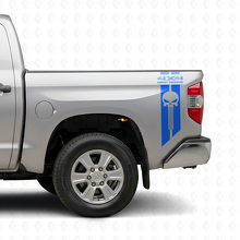 Set de calcomanías de vinilo laterales traseras con calavera castigo Off Road 4x4 para Toyota Tacoma Tundra_2