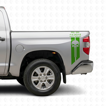 Set de calcomanías de vinilo laterales traseras con calavera castigo Off Road 4x4 para Toyota Tacoma Tundra_3