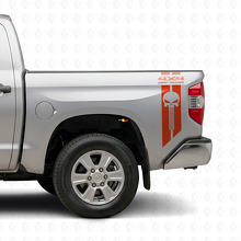 Set de calcomanías de vinilo laterales traseras con calavera castigo Off Road 4x4 para Toyota Tacoma Tundra_4