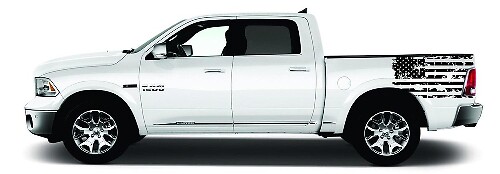 Juego de vinilos para el lateral de la cama con bandera americana desgastada para Dodge Ram 1500-3500