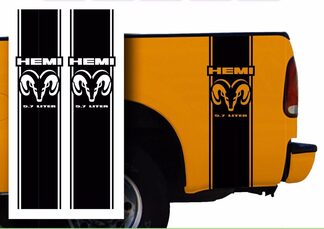 Pegatinas de calcomanía Hemi Dodge Mopar Pickup Truck Bed Stripes / Elija color