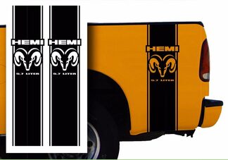 Pegatinas de calcomanía Hemi Dodge Mopar Pickup Truck Bed Stripes / Elija color ahora