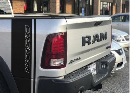 Par de franjas personalizadas para la caja del camioneta Adhesivo de vinilo para el lateral para Dodge Ram 1500