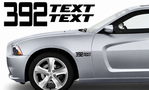 392 Shaker Scat Pack Style TEXT TEXT Pair — Adhesivo de vinilo (guardabarros) para Dodge Charger