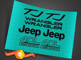 Jeep Wrangler Sport 4.0 de alto rendimiento PEGATINAS KIT DE CALCOMANÍAS YJ TJ
