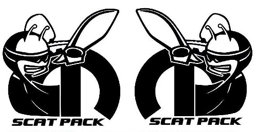 2 X Dodge Challenger Scat Pack 392 HEMI Shaker Hood Pegatinas Emblema Scatpack