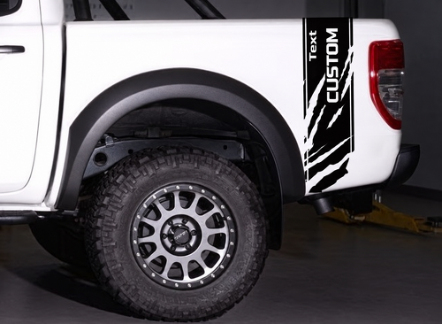 Pegatina de vinilo personalizada con rayas de garra para el lateral de la cama para Ford Ranger