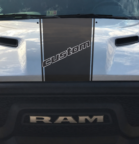 Vinilo adhesivo de calcomanía de capó con tira de rally personalizada para RAM 1500 2023