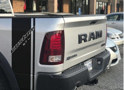 Vinilo adhesivo de franjas personalizadas 5.7L para lateral de caja para Dodge Ram 1500