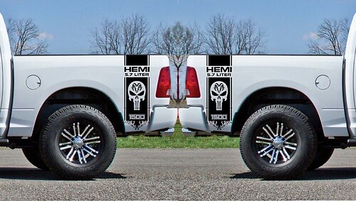 Calcomanía Vinilo de Rayas con Calavera Hemi Punisher para la Puerta de Dodge Ram 1500