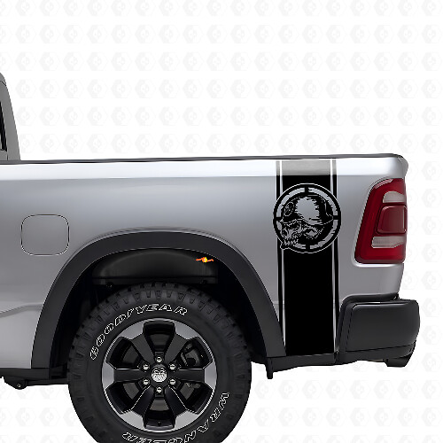 Juego de Vinilos de Rayas Laterales Traseras con Calavera Metal Mulisha para Camionetas Pickup