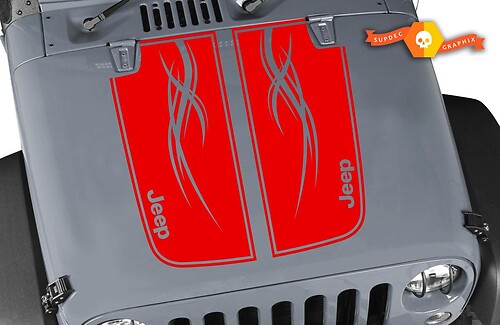 Calcomanía Vinilo Capó con Rayas Dobles y Diseño Tribal para Jeep Wrangler 1997-2017